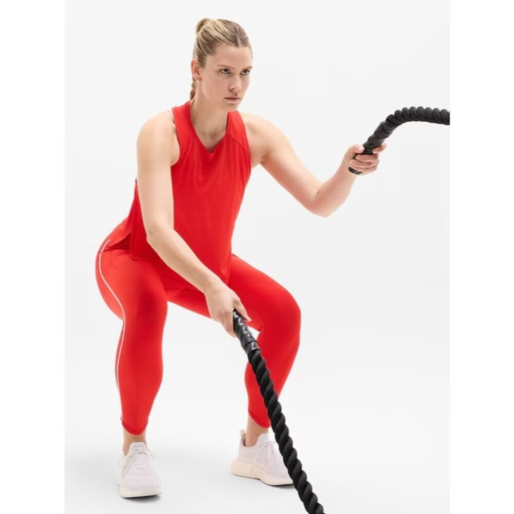 Athleta L Grid Knit Singlet Tank Cardinal Large - Picture 6 of 8